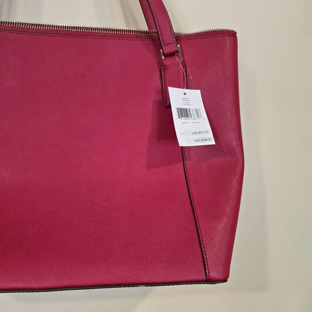 NEW NWT Kate Spade Red Leather Cameron Pocket Tote